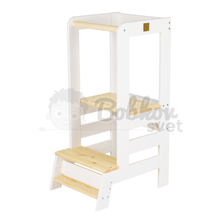Učiaca veža MeowBaby® Kitchen Helper KOMBI bielo-prírodná