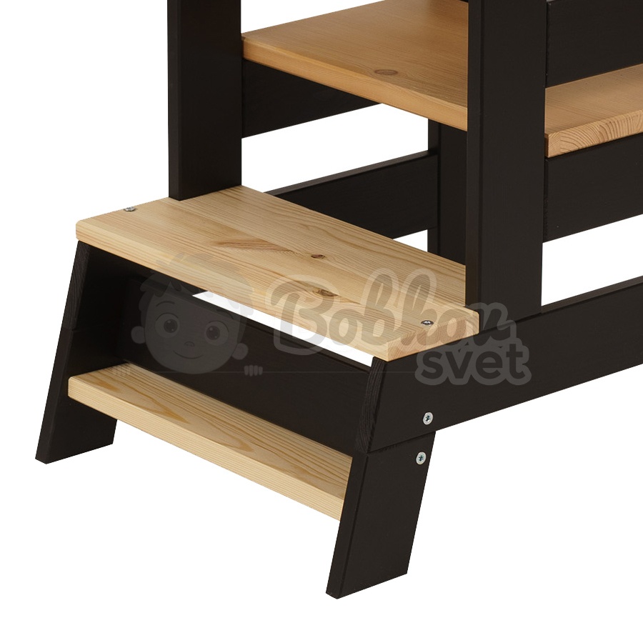 Učiaca veža MeowBaby® Kitchen Helper KOMBI čierno-prírodná