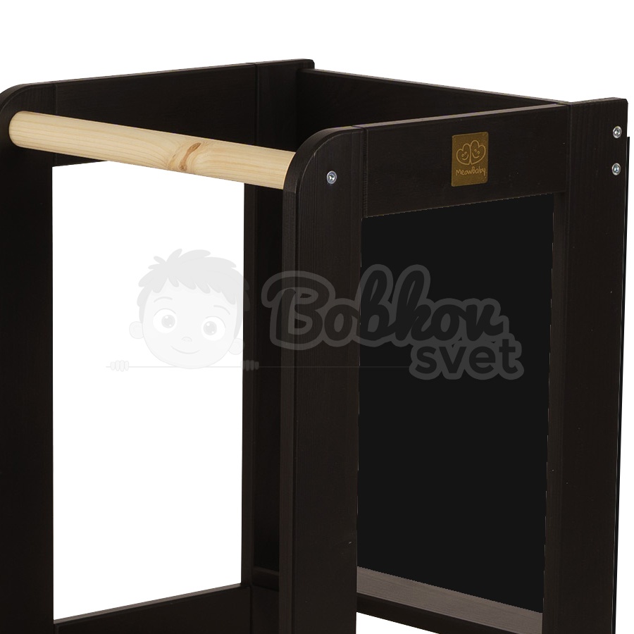 Učiaca veža MeowBaby® Kitchen Helper KOMBI čierno-prírodná s tabuľkou