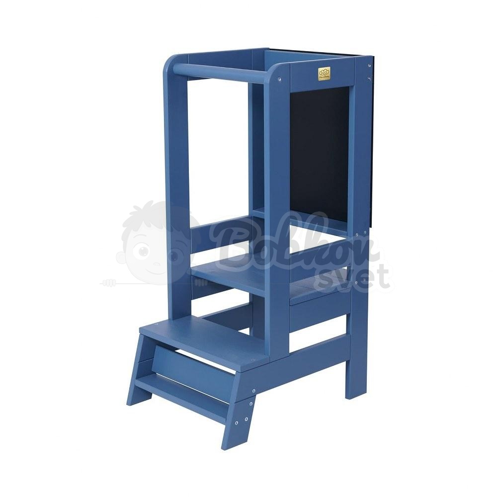 Učiaca veža MeowBaby® Kitchen Helper s tabuľkou - modrá
