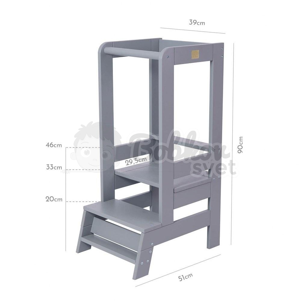 Učiaca veža MeowBaby® Kitchen Helper sivá