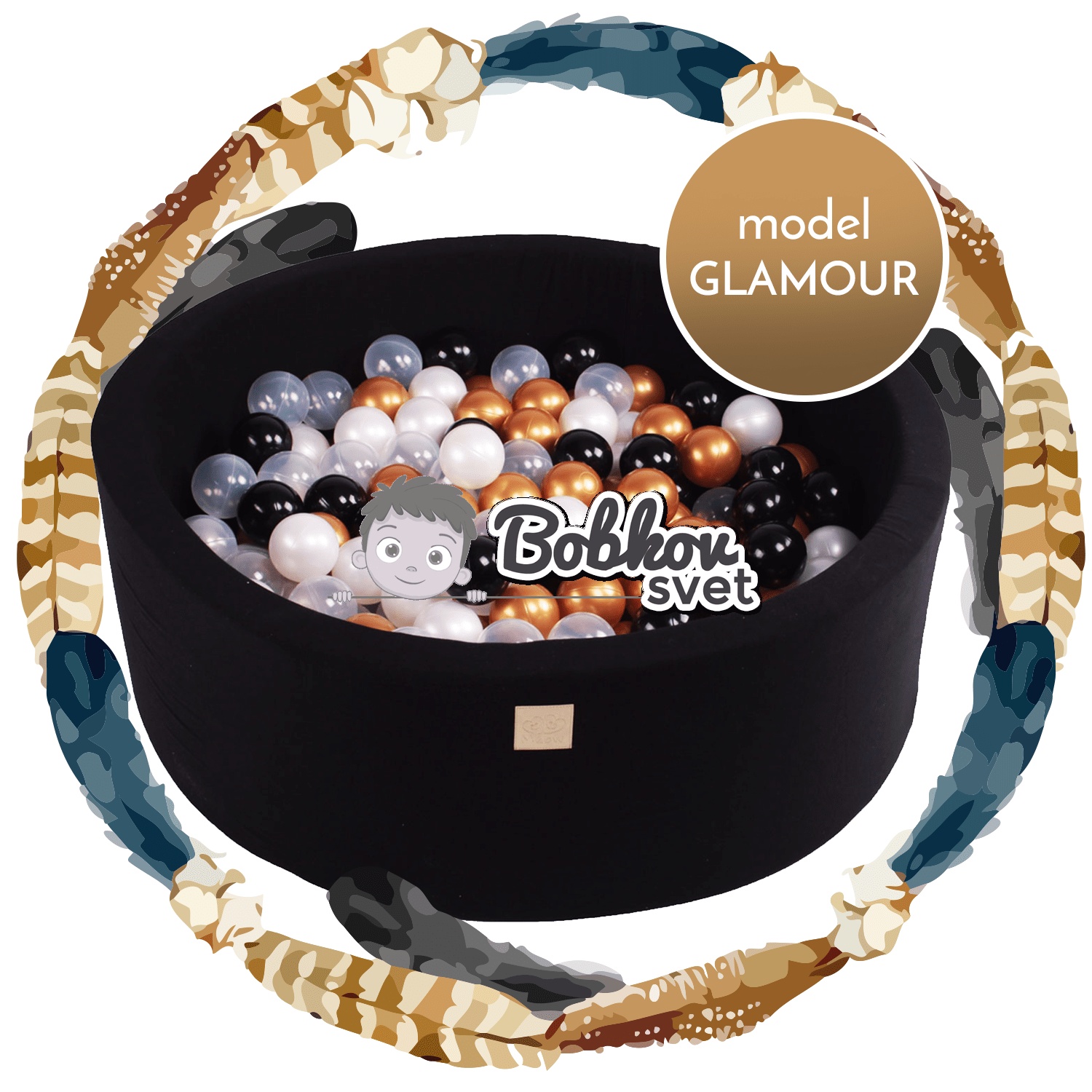 Detský suchý bazén EXCLUSIVE MeowBaby® model Glamour s guličkami 250 ks (90x30cm)