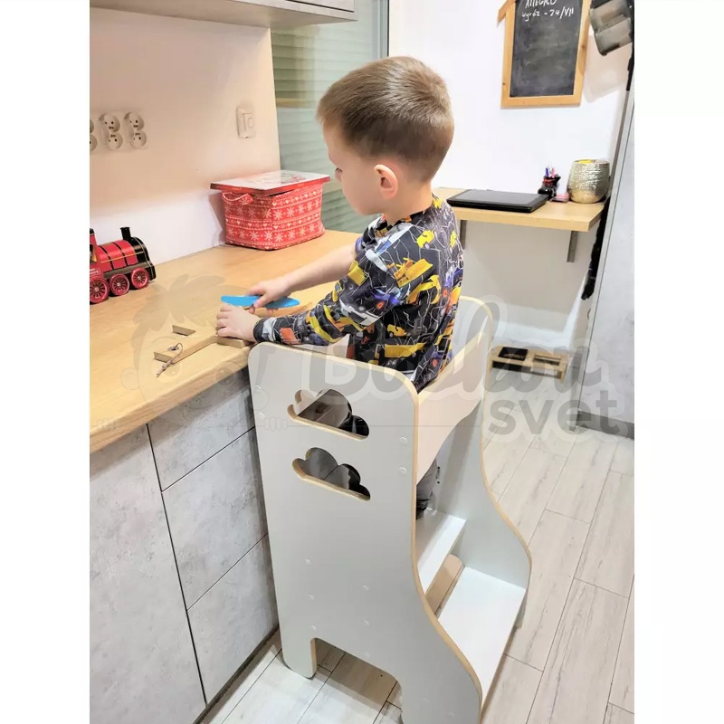 Učiaca veža SAFE - Kitchen Helper biela - OBLÁČIKY