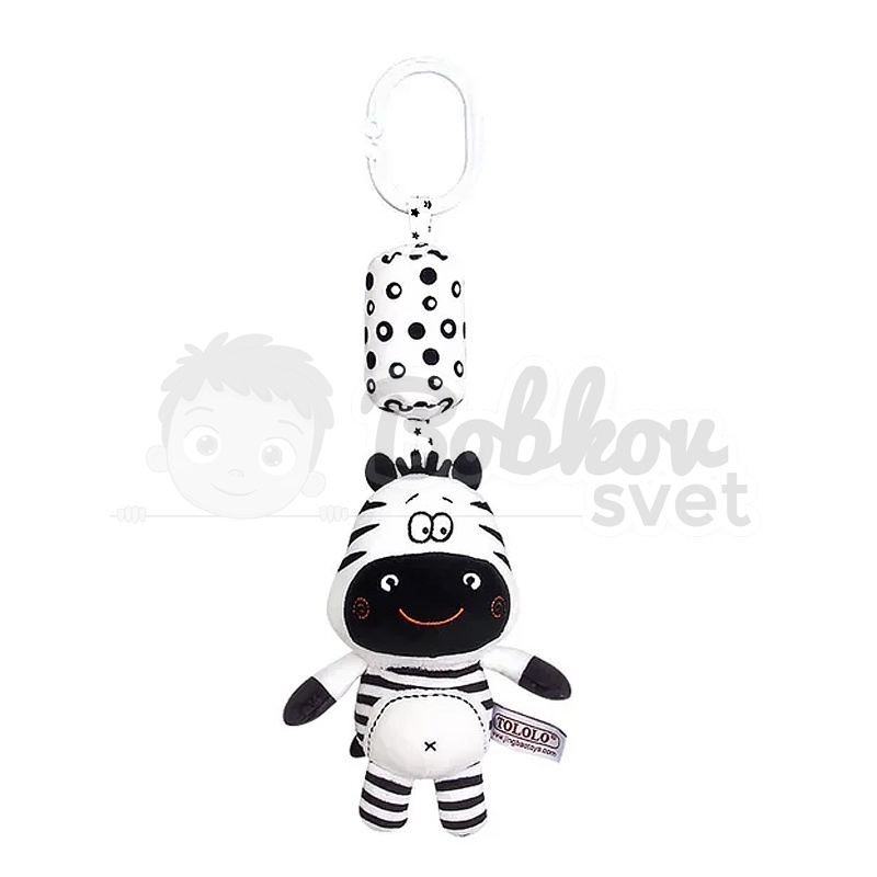 Kontrastná / čiernobiela závesná hrkálka so sponou 32cm - Zebra