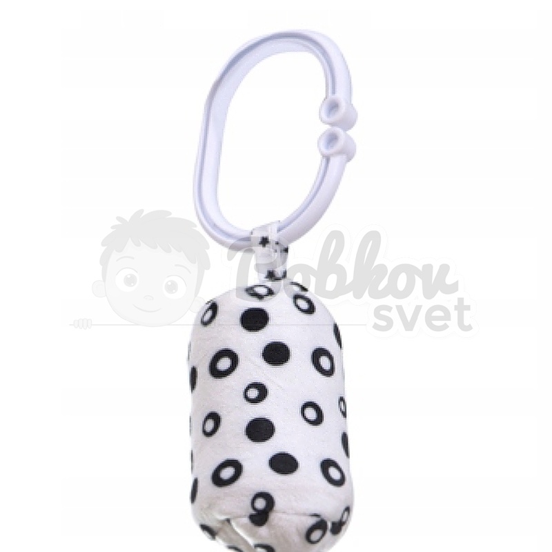 Kontrastná / čiernobiela závesná hrkálka so sponou 32cm - Zebra