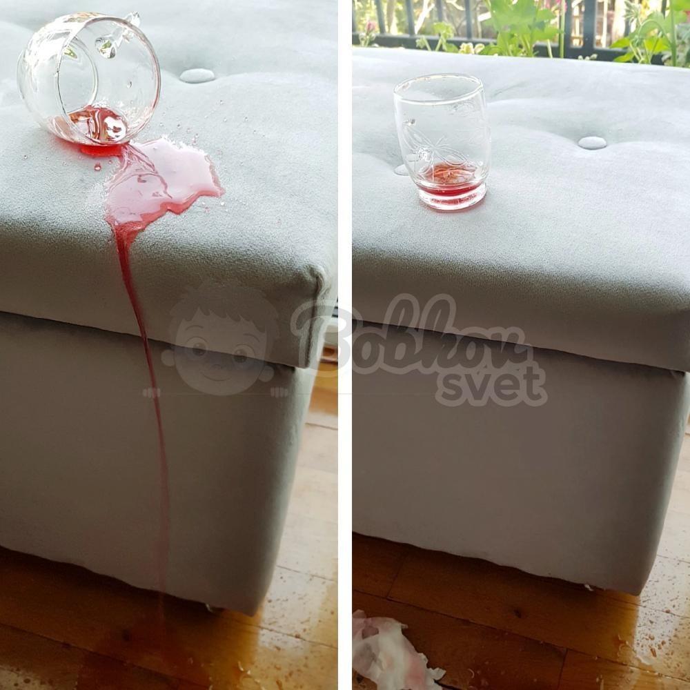 LUXURY úložný box / veľký taburet na sedenie s uškami - bledomodrý