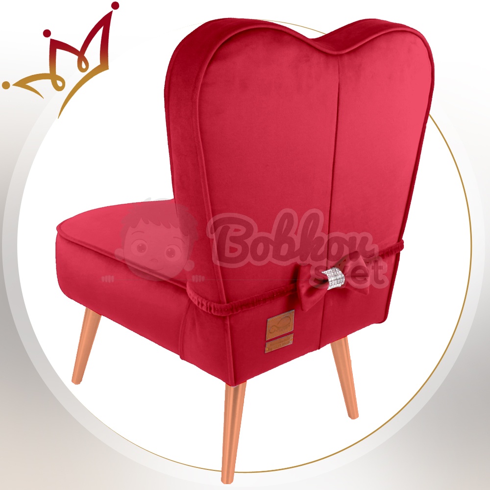 LUXURY detské kresielko / stolička SRDCE VELÚR - čevené