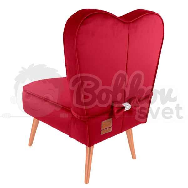 LUXURY detské kresielko / stolička SRDCE VELÚR - čevené