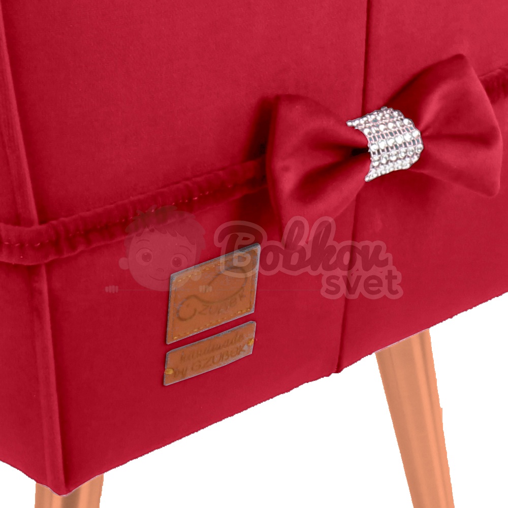 LUXURY detské kresielko / stolička SRDCE VELÚR - čevené