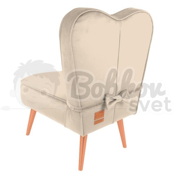 LUXURY detské kresielko / stolička SRDCE VELÚR - krémové