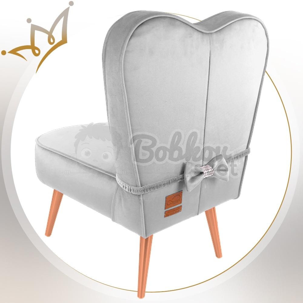 LUXURY detské kresielko / stolička SRDCE VELÚR - bledosivé