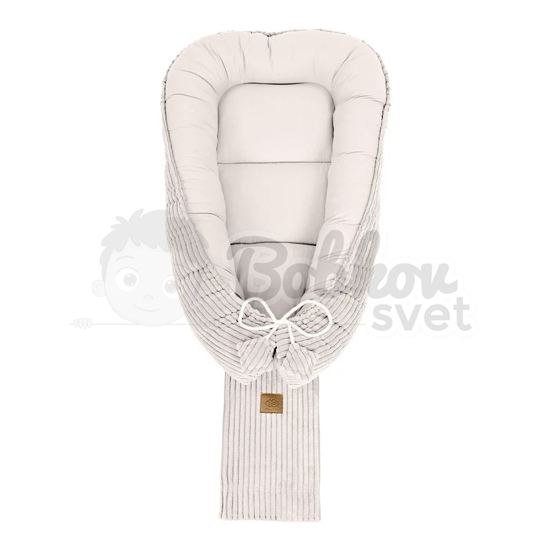 Rebrované menčestrové hniezdo pre bábätko MeowBaby - Corduroy Estetic ECRU