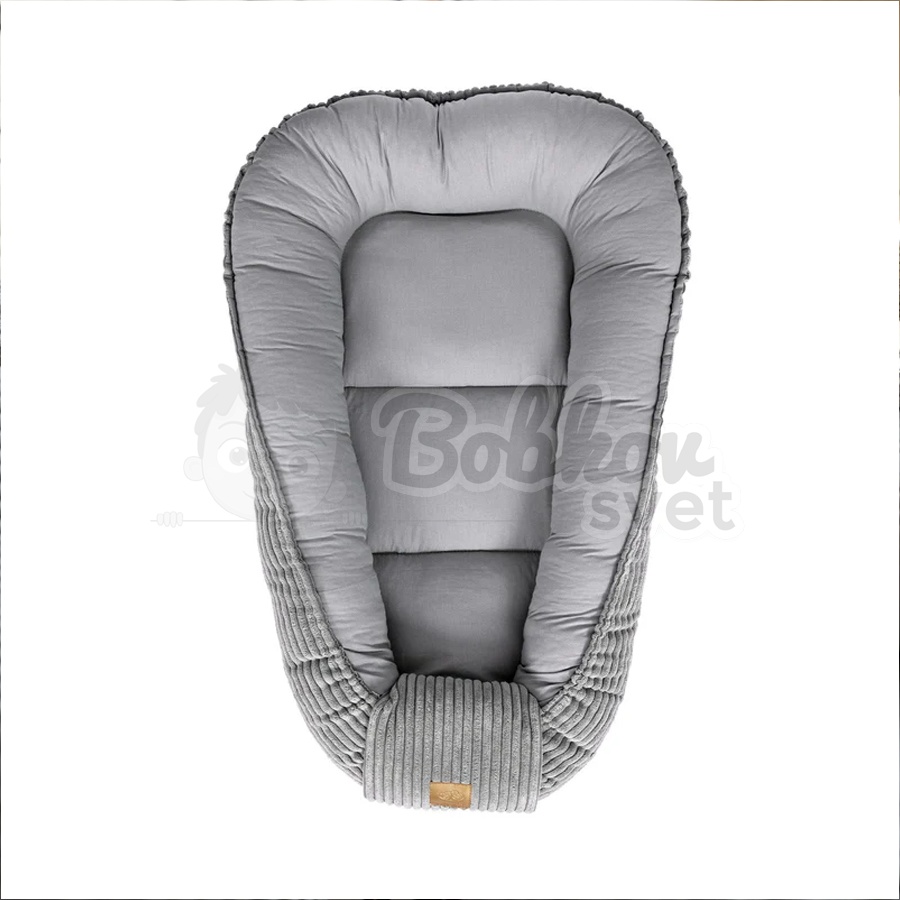 Rebrované menčestrové hniezdo pre bábätko MeowBaby - Corduroy Estetic GRAY