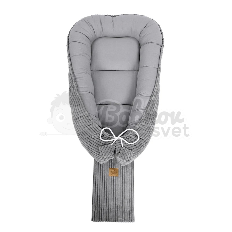 Rebrované menčestrové hniezdo pre bábätko MeowBaby - Corduroy Estetic GRAY