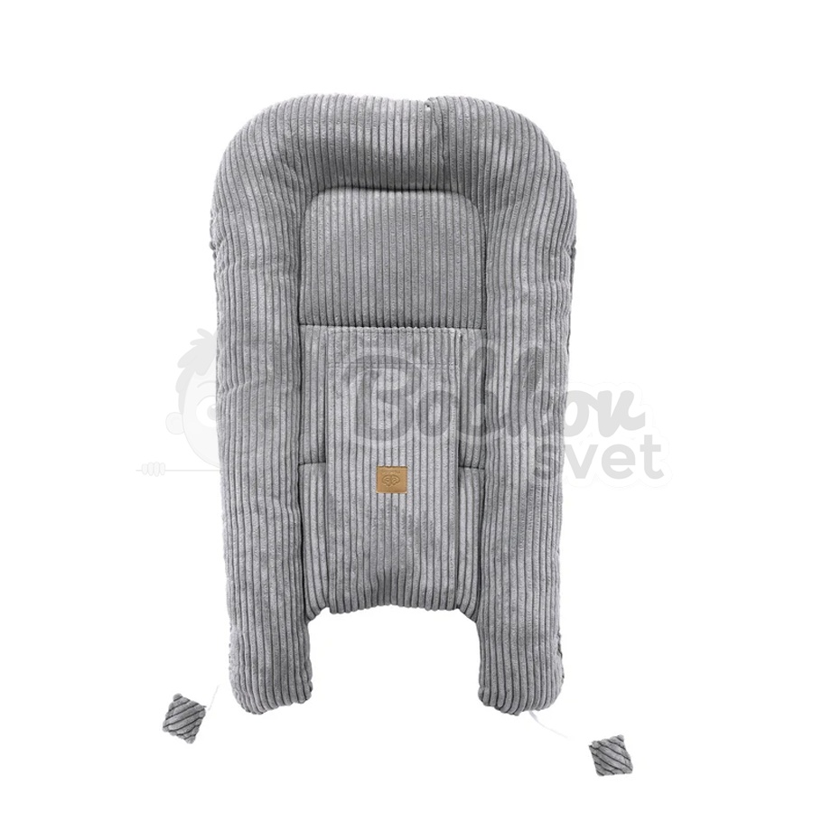 Rebrované menčestrové hniezdo pre bábätko MeowBaby - Corduroy Estetic GRAY