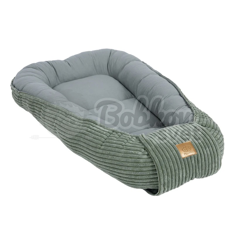 Rebrované menčestrové hniezdo pre bábätko MeowBaby - Corduroy Estetic GREEN