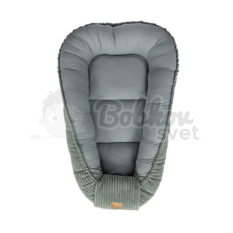 Rebrované menčestrové hniezdo pre bábätko MeowBaby - Corduroy Estetic GREEN