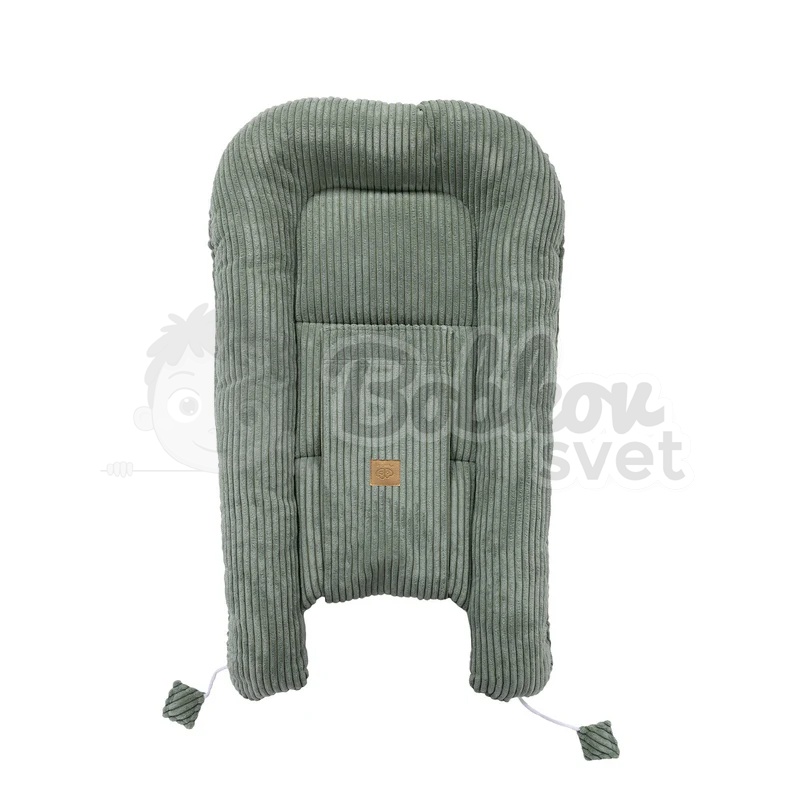 Rebrované menčestrové hniezdo pre bábätko MeowBaby - Corduroy Estetic GREEN