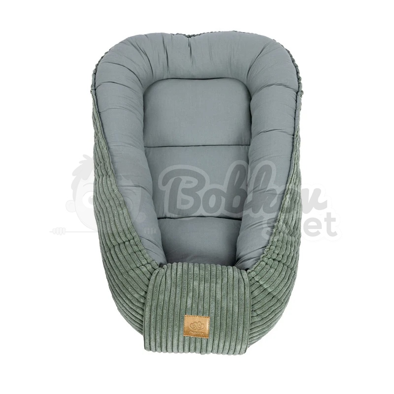 Rebrované menčestrové hniezdo pre bábätko MeowBaby - Corduroy Estetic GREEN