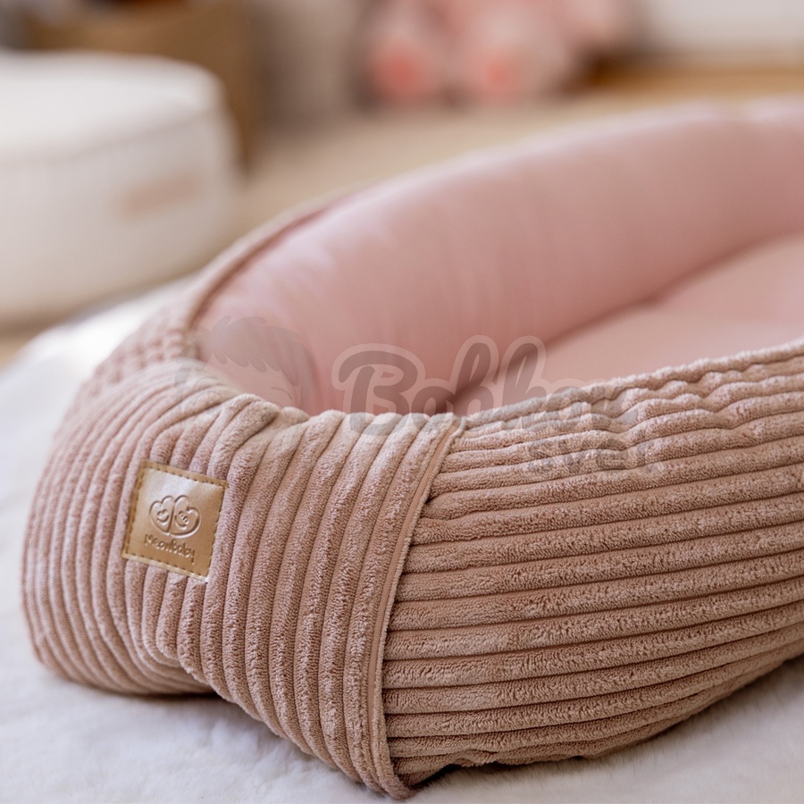 Rebrované menčestrové hniezdo pre bábätko MeowBaby - Corduroy Estetic PINK