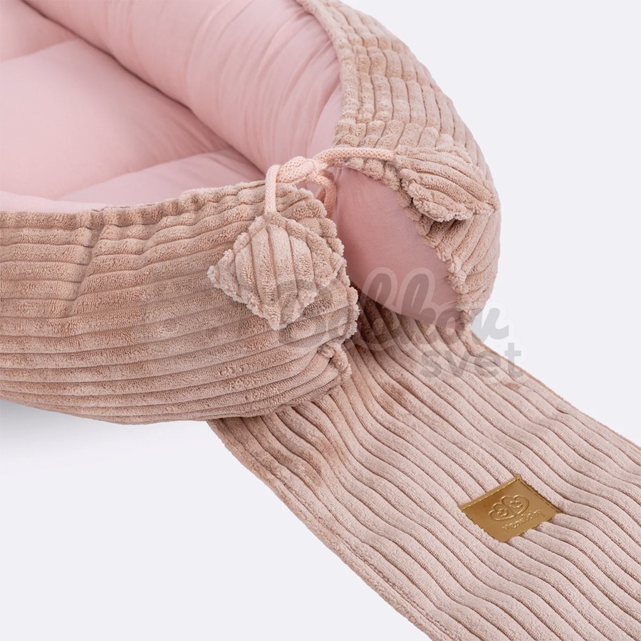 Rebrované menčestrové hniezdo pre bábätko MeowBaby - Corduroy Estetic PINK