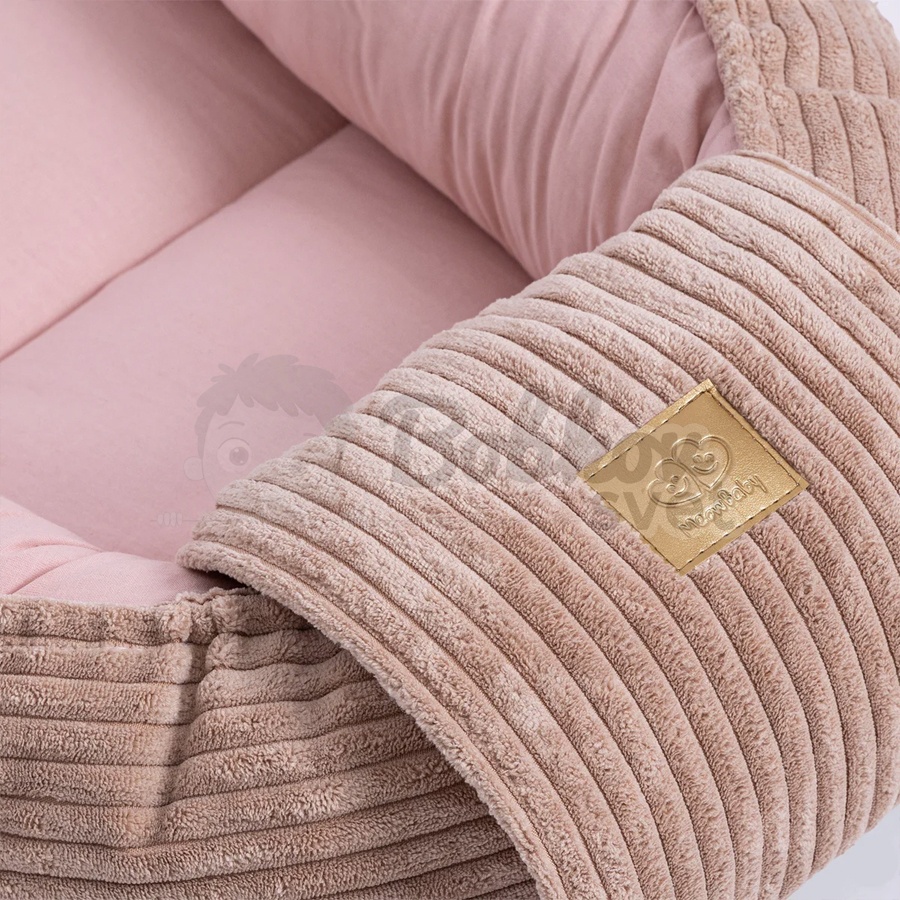 Rebrované menčestrové hniezdo pre bábätko MeowBaby - Corduroy Estetic PINK