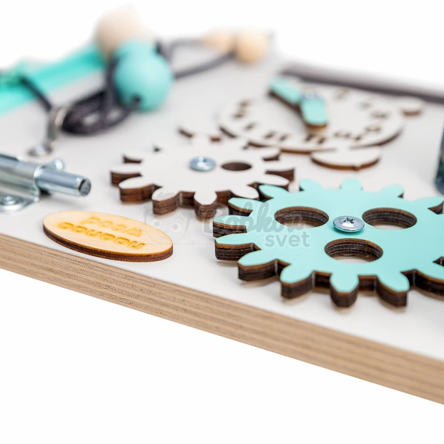 Montessori tabuľa (activity board) pre deti - MINI - GREY / ružová