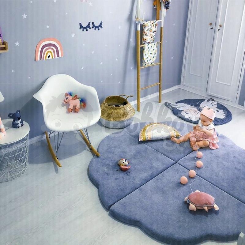 Detská podložka na hranie MeowBaby® 160 x 160 cm obláčik - modrosivá
