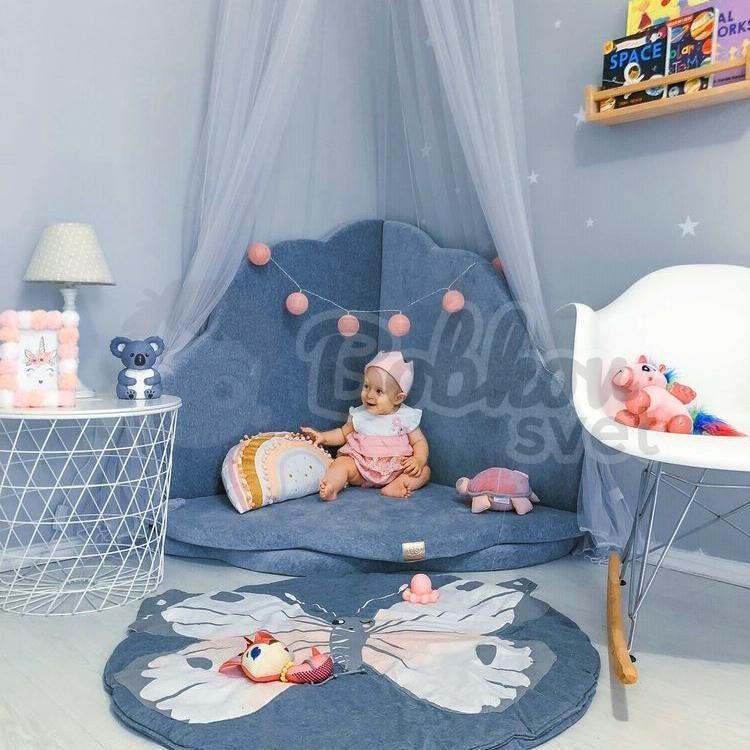 Detská podložka na hranie MeowBaby® 160 x 160 cm obláčik - modrosivá