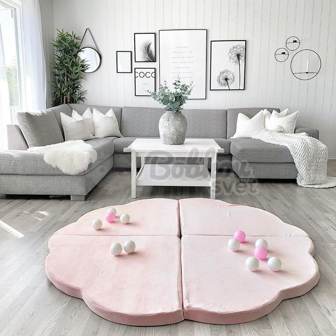 Detská podložka na hranie MeowBaby® 160 x 160 cm obláčik - svetloružová