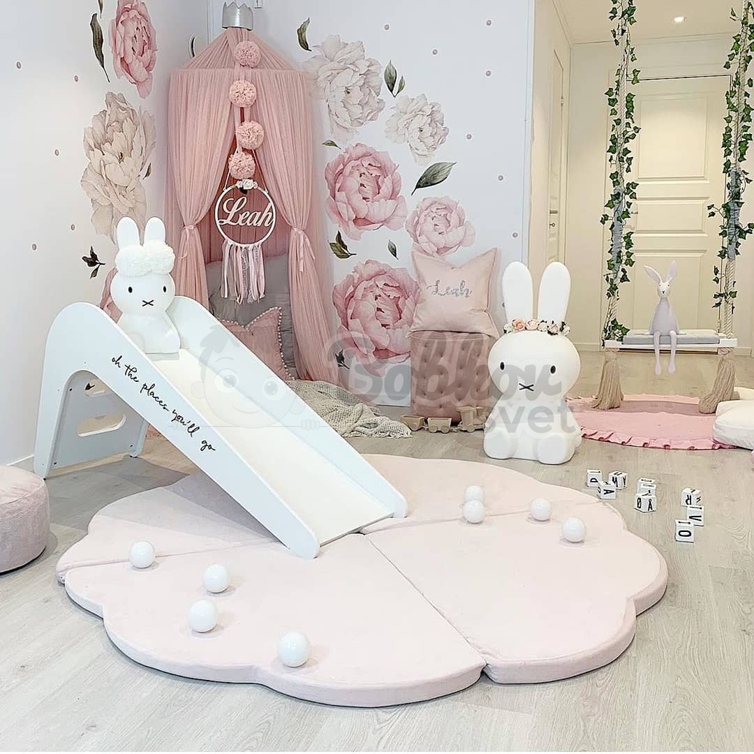 Detská podložka na hranie MeowBaby® 160 x 160 cm obláčik - svetloružová