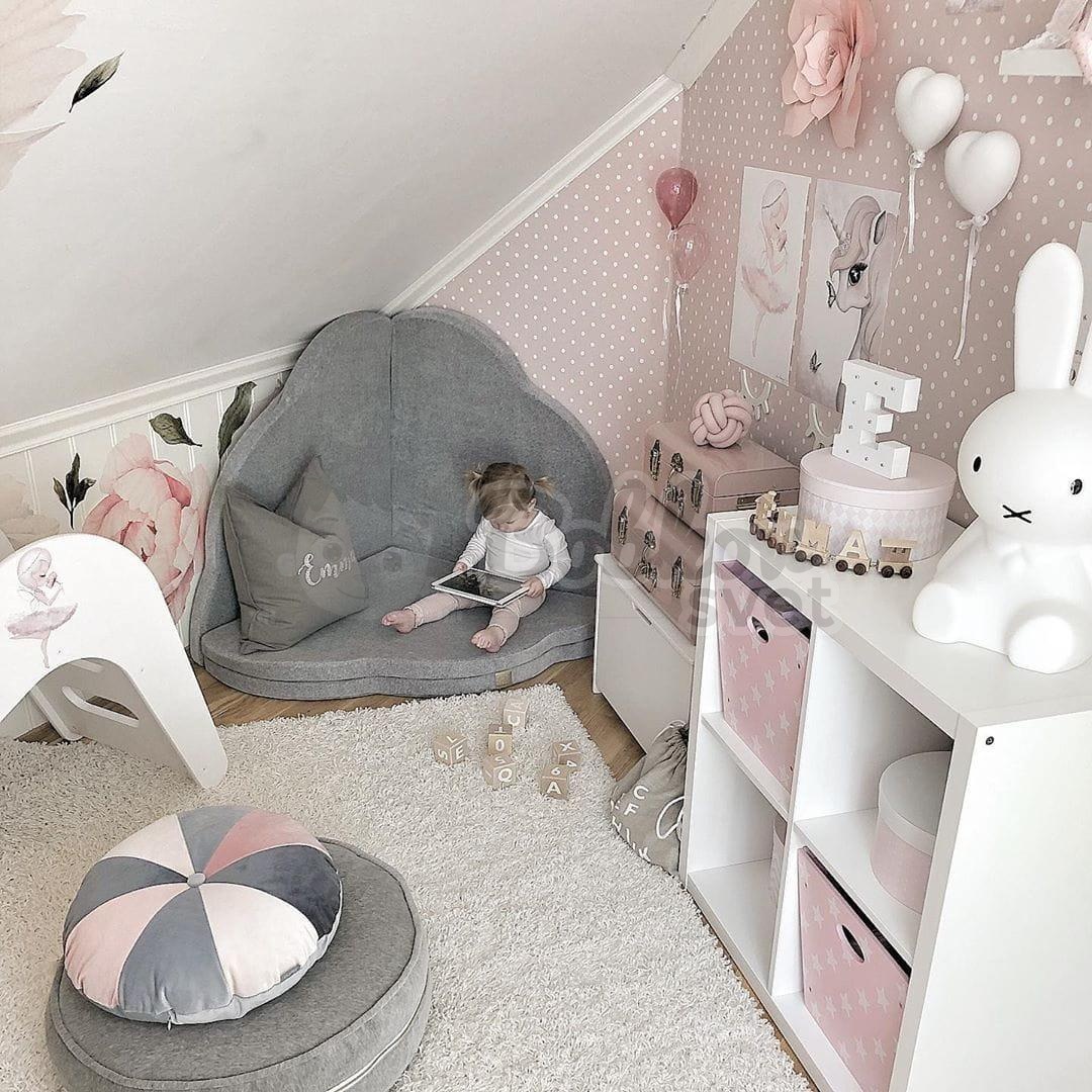 Detská podložka na hranie MeowBaby® 160 x 160 cm obláčik - svetlosivá