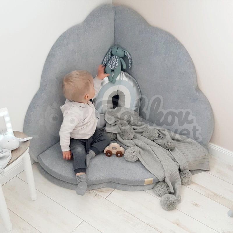 Detská podložka na hranie MeowBaby® 160 x 160 cm obláčik - svetlosivá