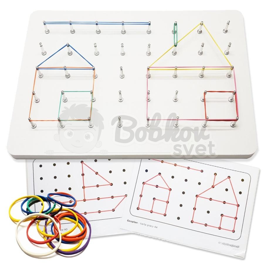 Geoboard - náučná hra / drevená doska s gumičkami 35 cm - GEOPLÁN