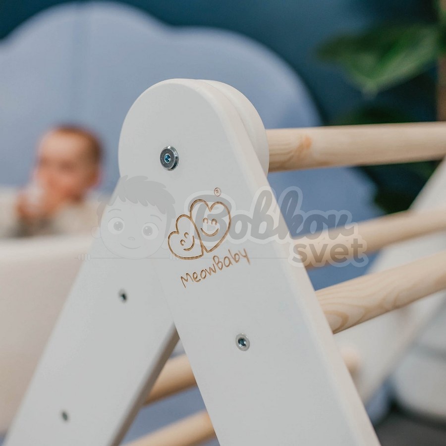 Veľký 4 hranný Montessori Piklerovej triangel (drevený trojuholník) - nature / biely