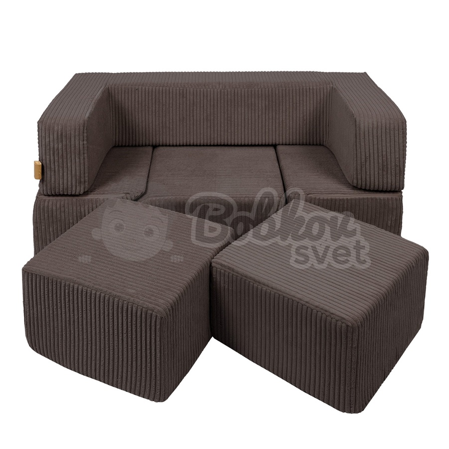Penová zostava / multifunkčné ihrisko (6 prvkov) - Corduroy Estetic BROWN