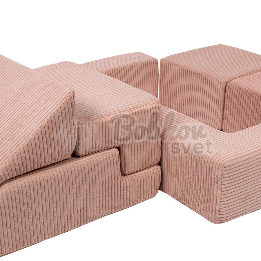 Penová zostava / multifunkčné ihrisko (6 prvkov) - Corduroy Estetic PINK