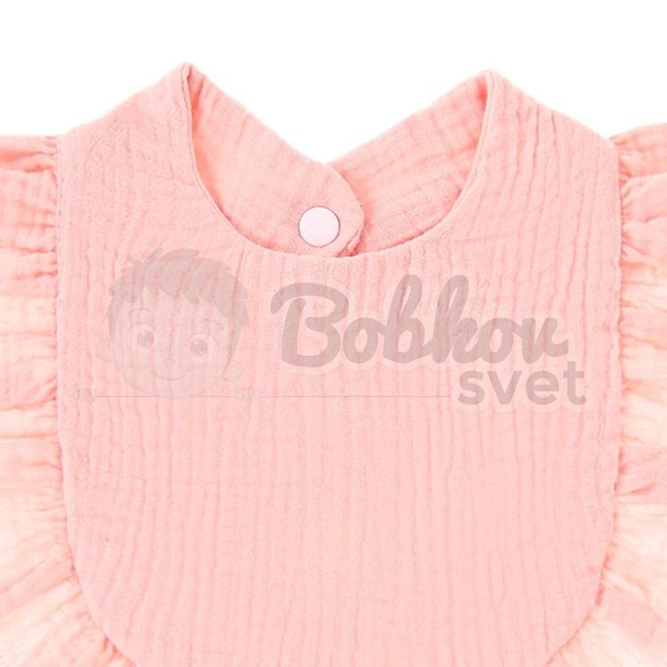Mušelínový slintáčik / podbradník MADAM BASIC s volánikom - ružový