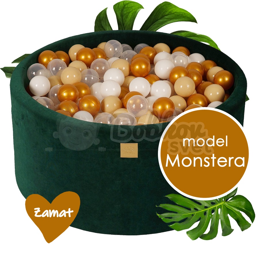 Detský suchý bazén EXCLUSIVE ZAMAT model Monstera s guličkami 300 ks (90x40cm)