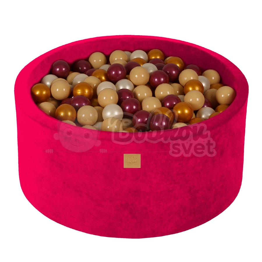 Detský suchý bazén EXCLUSIVE ZAMAT model Raspberries s guličkami 300 ks (90x40cm)