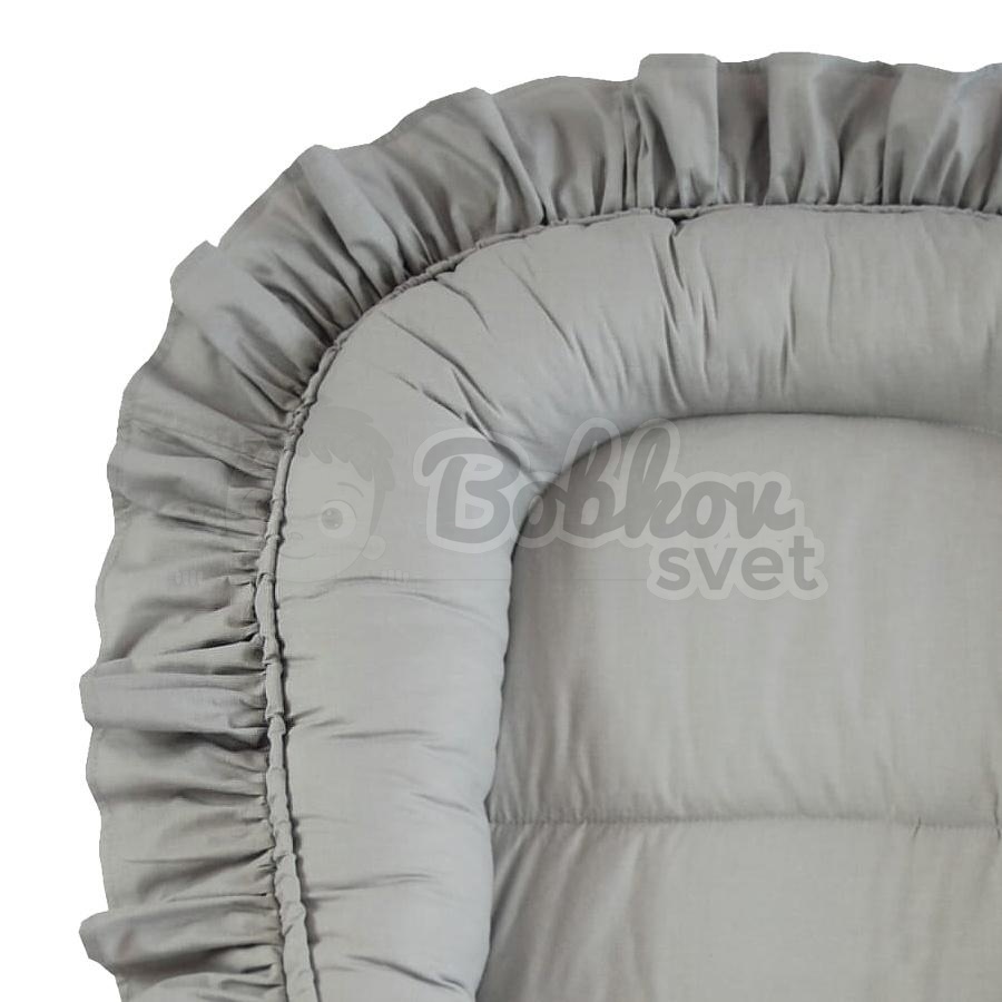 Detské BOHO hniezdo pre bábätko s volánom - sivé