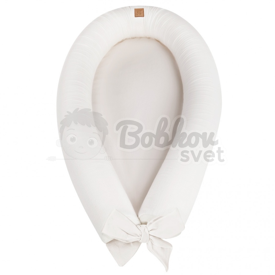 Ľanové hniezdo pre bábätko / mantinel - BOHO biele