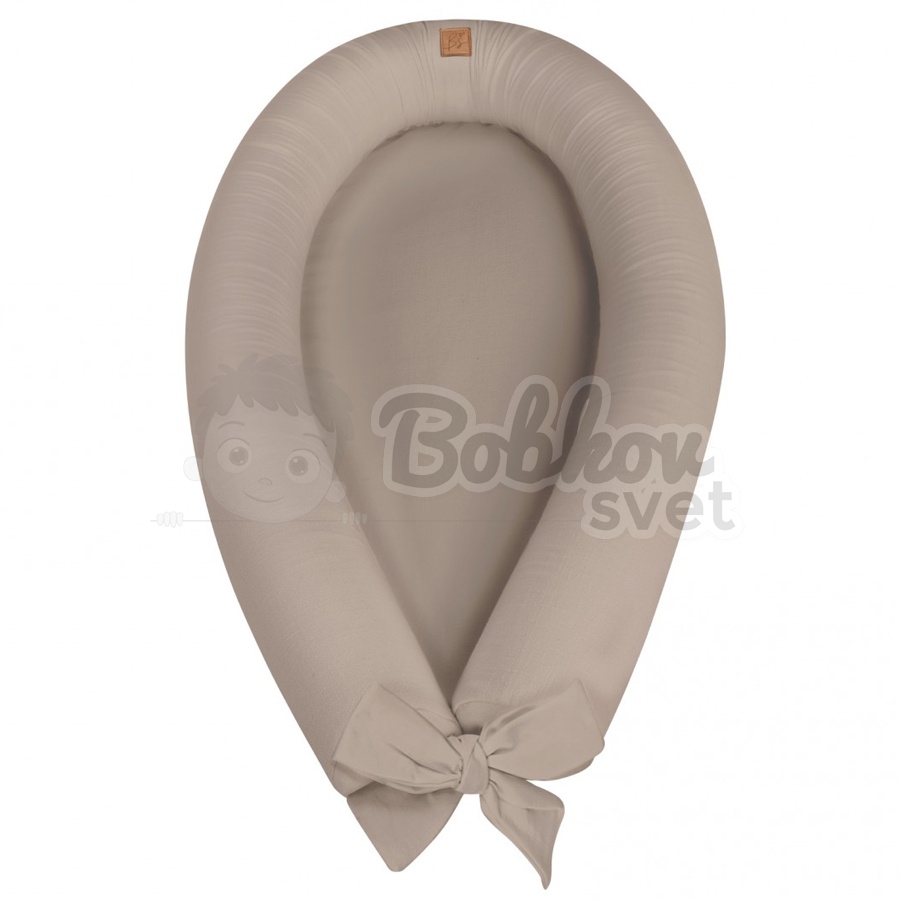Ľanové hniezdo pre bábätko / mantinel - BOHO tmavo béžová