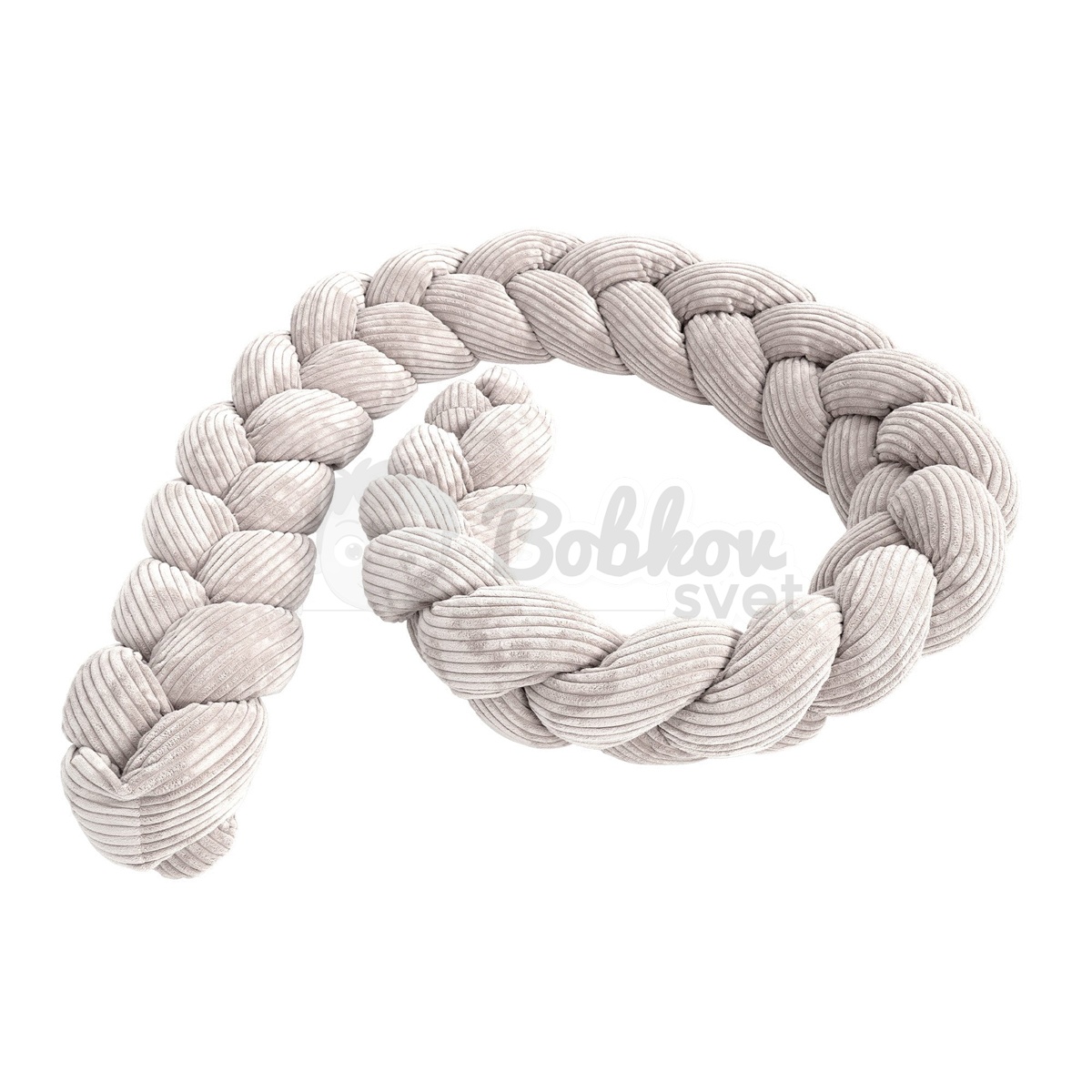 Pletený mantinel / ochrana do postieľky - vrkoč 1,5m - Corduroy Estetic ECRU