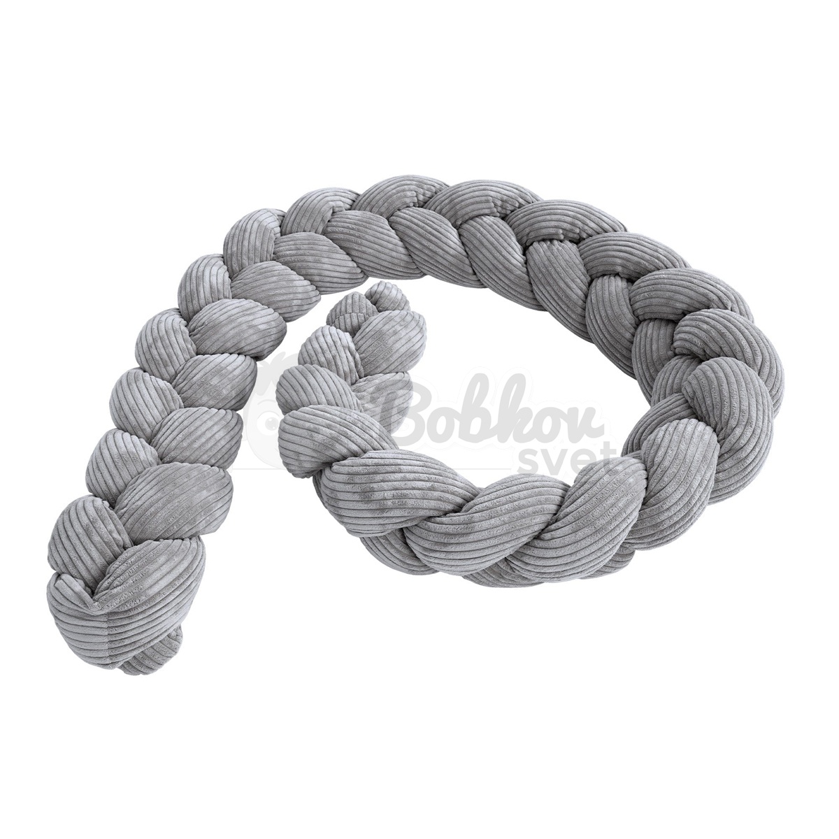 Pletený mantinel / ochrana do postieľky - vrkoč 3m - Corduroy Estetic GRAY