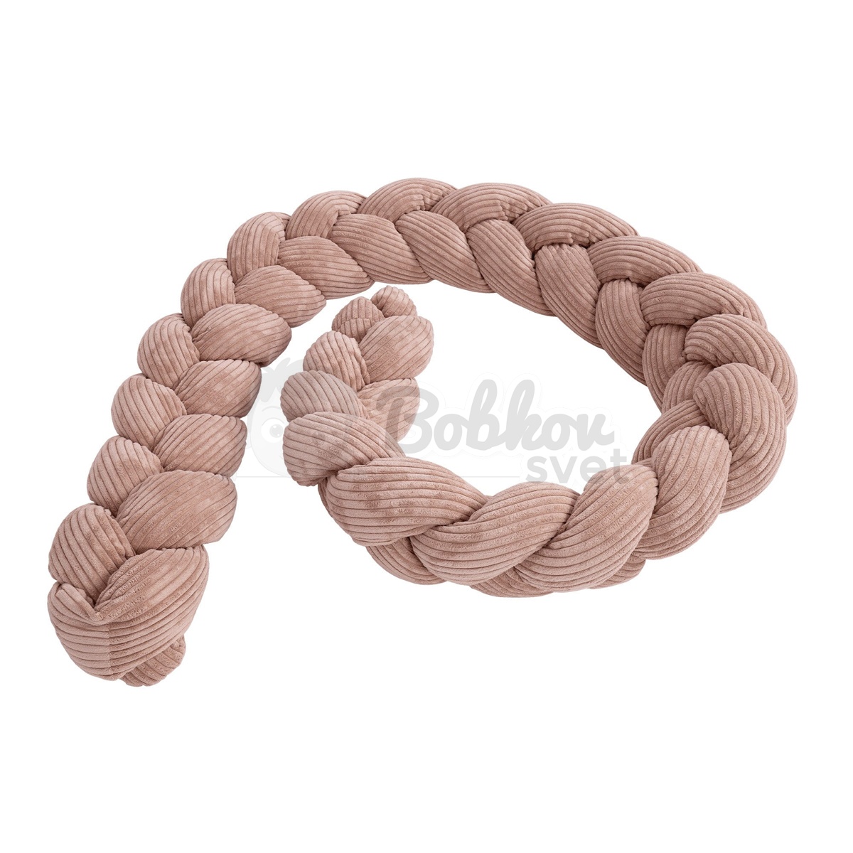 Pletený mantinel / ochrana do postieľky - vrkoč 1,5m - Corduroy Estetic PINK