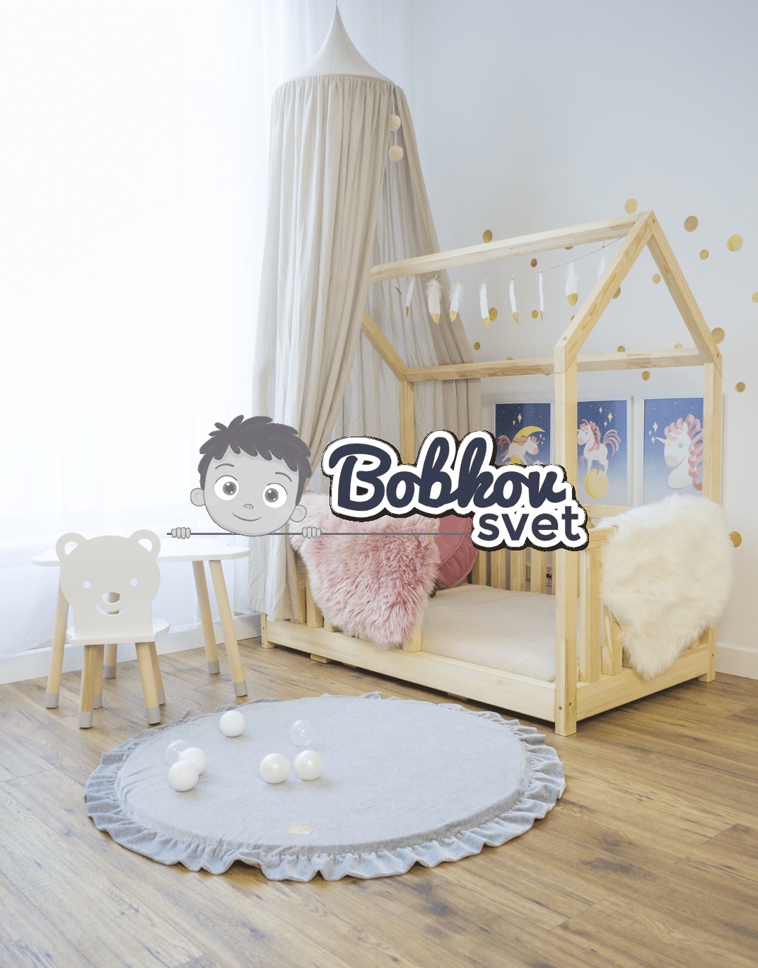ZAMAT. Hracia detská podložka MeowBaby® s volánom Ø 110 cm - svetlosivá