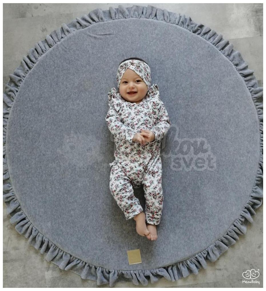 ZAMAT. Hracia detská podložka MeowBaby® s volánom Ø 110 cm - svetlosivá