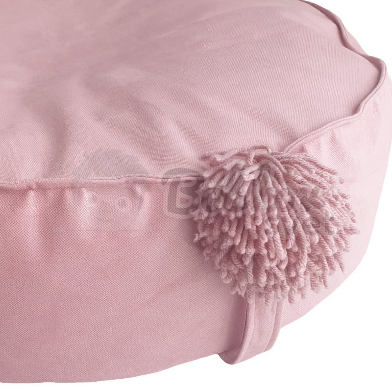 Detská pufa na sedenie s ozdobným POMPOM - ružová