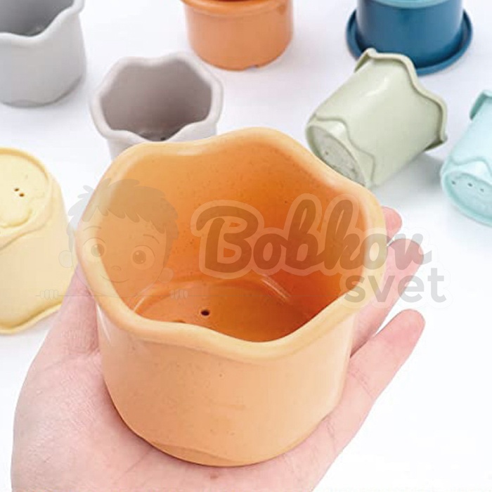 Pastelové stohovacie kelímky / skladacia veža / hračka pre deti - klobúčiky